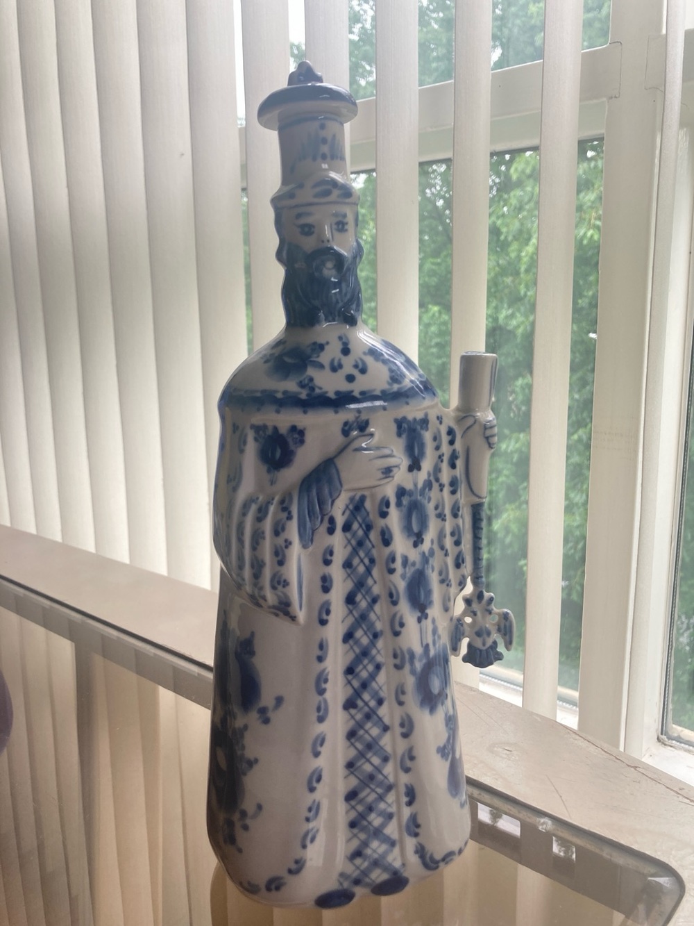 Gzhel Russian Hand Painted Porcelain Figurine decanter